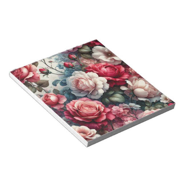 Bloc-note Charme floral de la rose intemporelle (Incliné)