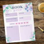 Bloc-note Charming Rose violet Aquarelle Florale livre exame<br><div class="desc">Découvrez vos idées littéraires grâce à ce bloc-notes exquis et personnalisable. Encadré par une charmante impression florale, ce bloc-notes est un mélange de fonctionnalité et d'esthétique. L'imprimé est composé d'un éventail de fleurs en fleurs et de feuilles luxuriants, ajoutant une touche de nature à vos réflexions de lecture. Le bloc-notes...</div>