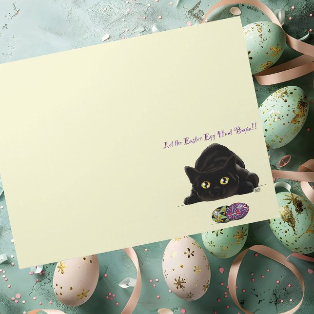 Bloc-note Chasse aux œufs de Pâques de chat noir Fête jaune (Créateur téléchargé)