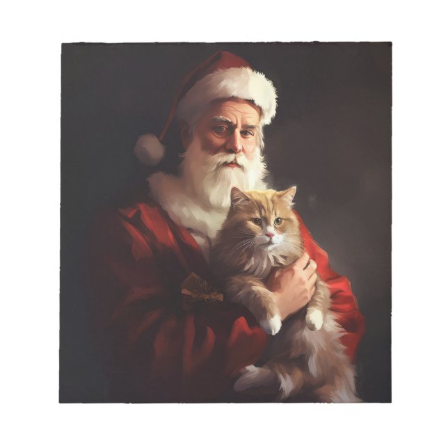 Bloc-note Chat angora turc Santa Claus Fête de Noël  (Devant)