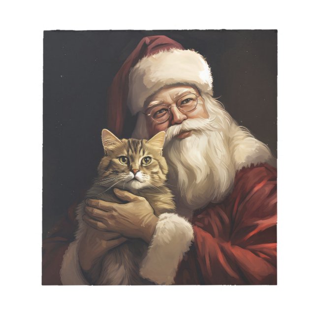 Bloc-note Chat Bengal avec le Père Noël Festif de Noël (Devant)