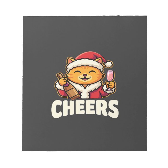 Bloc-note Chat de Noël se réjouit de la boisson des Fêtes (Devant)