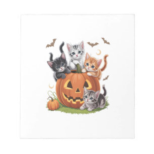 Bloc-note Chat des années 90 Citrouille Halloween Floral Sai