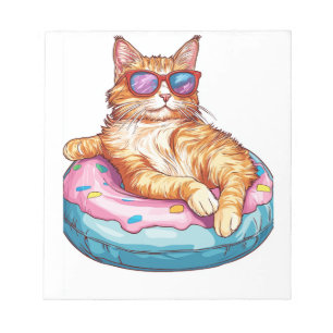 Bloc-note Chat détendu ambiance estivale � Kitty drôle au bo