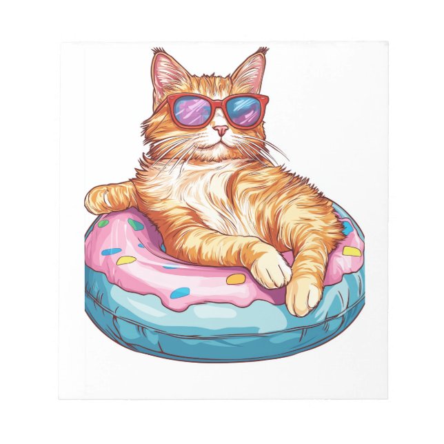 Bloc-note Chat détendu ambiance estivale � Kitty drôle au bo (Devant)