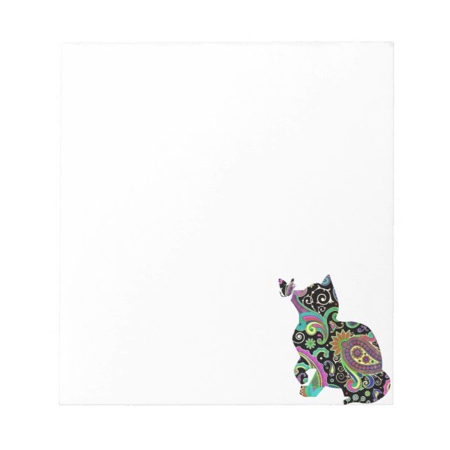 Bloc-note Chat et papillon paisley (Devant)