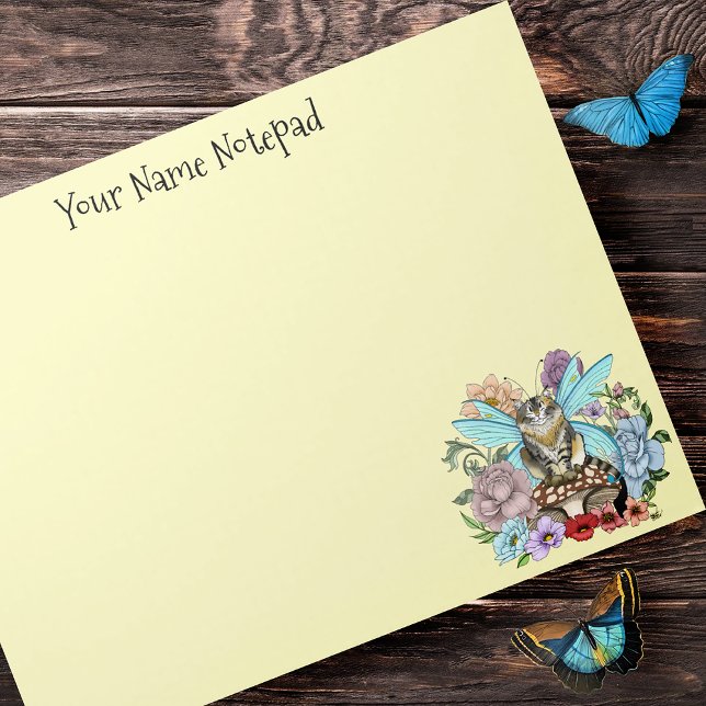 Bloc-note Chat féerique tabby pastel fantaisiste floral  (Créateur téléchargé)