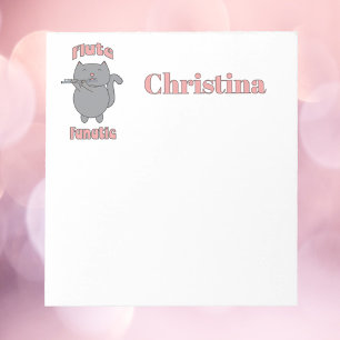 Bloc-note Chat Gris Fou de Flûte Personnalisable