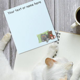 Bloc-note Chat gris ours en peluche