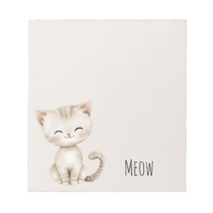 Bloc-note Chat heureux crème