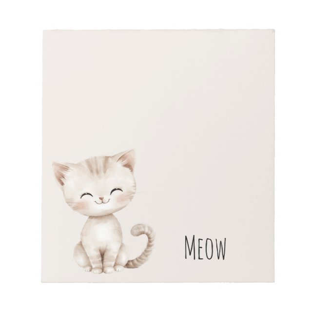 Bloc-note Chat heureux crème (Devant)