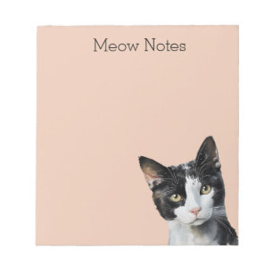 Bloc-note Chat Kitty Blanc Noir Pêcher