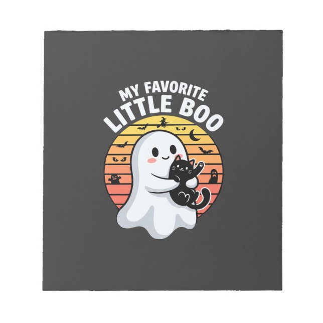 Bloc-note Chat Little Boo fantôme d'Halloween (Devant)