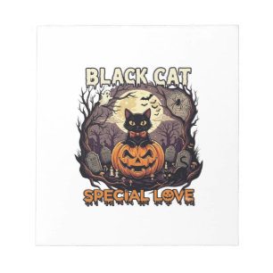 Bloc-note Chat Noir Amour Spécial Halloween Citrouille Plein