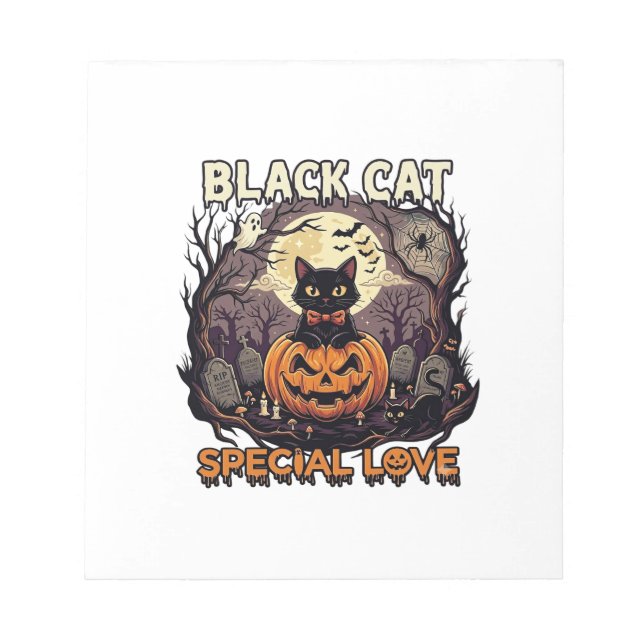 Bloc-note Chat Noir Amour Spécial Halloween Citrouille Plein (Devant)