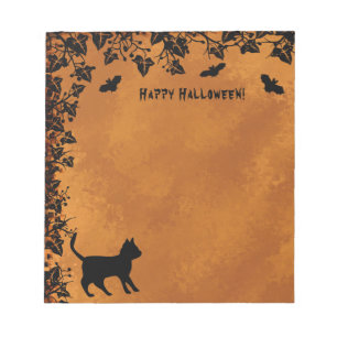Bloc-note Chat noir avec chauve-souris, Happy Halloween