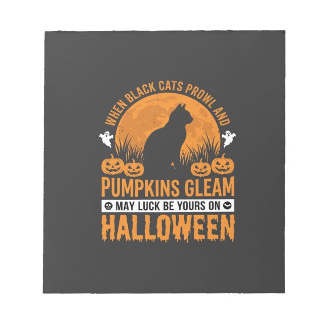 Bloc-note Chat noir citrouille lune design Halloween_1 (Devant)