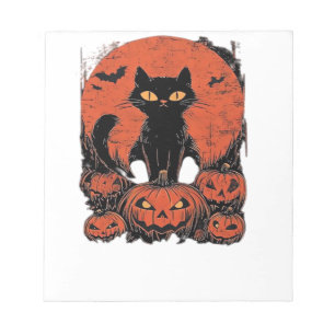 Bloc-note Chat noir et citrouilles � T-Shirt Halloween Art C