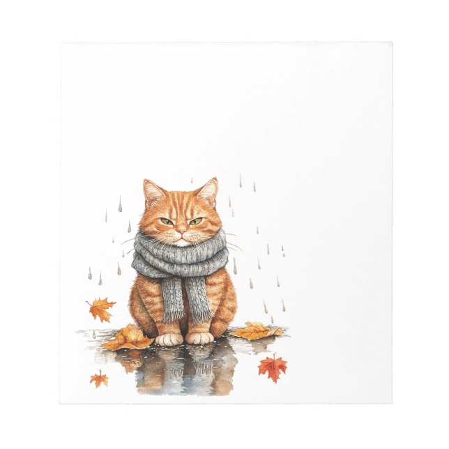 Bloc-note Chat orange grincheux sous la pluie (Devant)
