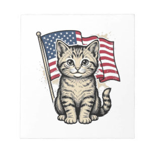 Bloc-note Chat patriotique avec drapeau américain vecteur vi