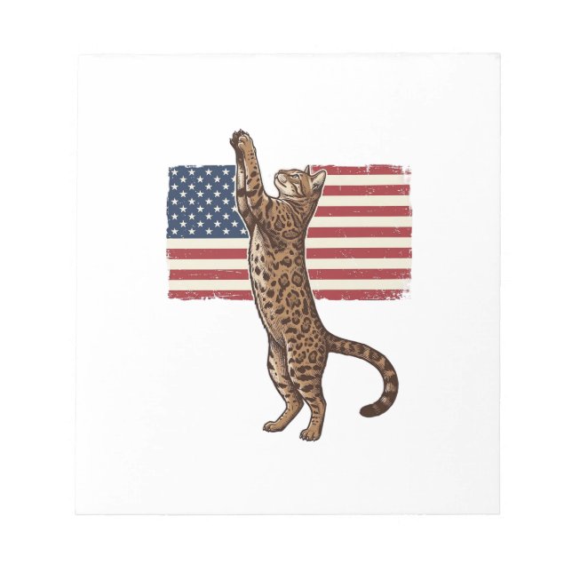 Bloc-note Chat patriotique Drapeau américain Design vectorie (Devant)