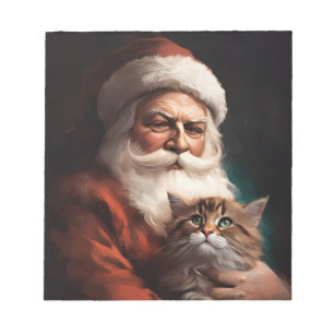 Bloc-note Chat Persan avec le Père Noël Fête de Noël 