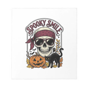 Bloc-note Chat squelette Halloween Citrouille Vintage Graphi