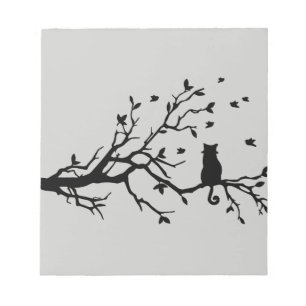 Bloc-note Chat sur un arbre - Silhouette