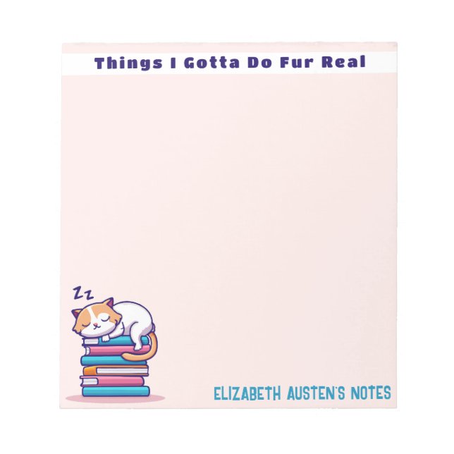Bloc-note Chat sur une pile de livres Lecteurs personnalisés (Devant)