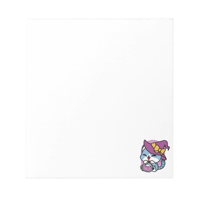 Bloc-note Chat Tabby Halloween – Chapeau de Sorcière & Art d (Devant)