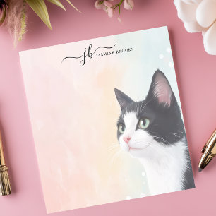 Bloc-note Chat Tuxedo Aquarelle Adorable Pastel Personnalisé