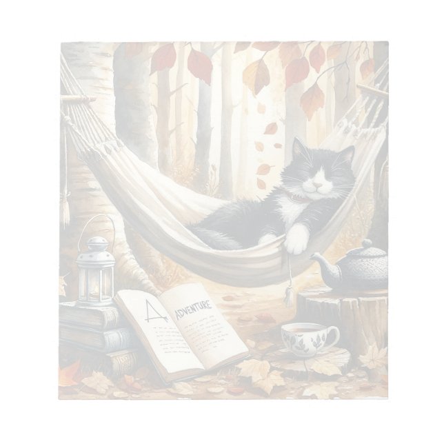 Bloc-note Chat Tuxedo noir et blanc Dreaming of Adventure (Devant)