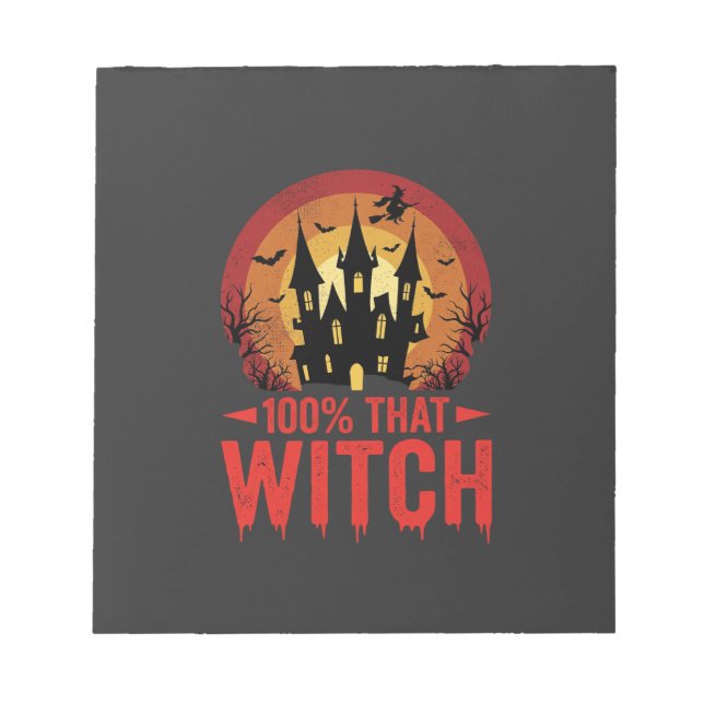 Bloc-note Château d'Halloween de cette sorcière à 100% (Devant)