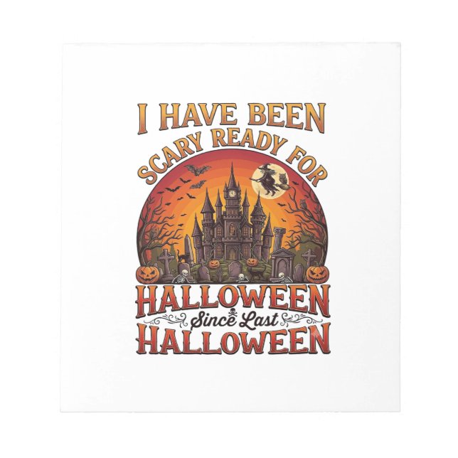 Bloc-note Château Hanté Halloween Sorcière Citrouille Prêt E (Devant)