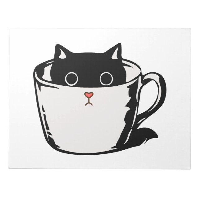 Bloc-note Chaton noir avec nez rouge caché dans une tasse (Devant)