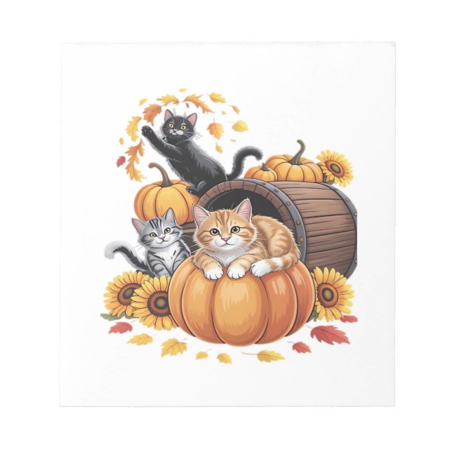 Bloc-note Chats Automne Citrouilles de l'automne Action de g (Devant)