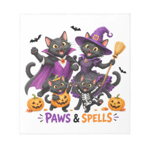 Bloc-note Chats mignons d'Halloween Pattes et Sortilèges