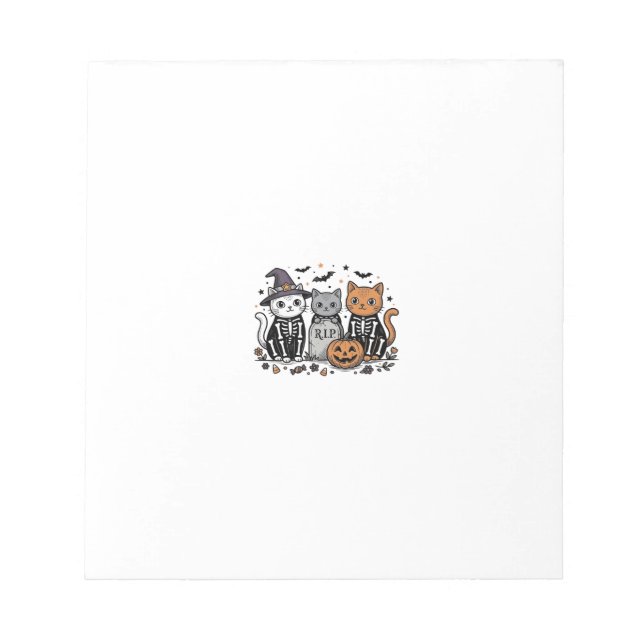 Bloc-note Chats squelette mignons Halloween Gravure vintage  (Devant)