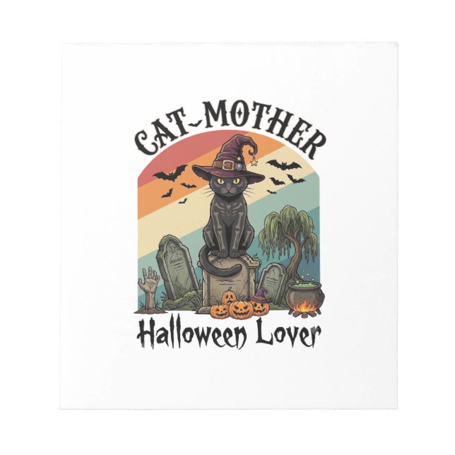 Bloc-note Chatte Mère Halloween Amant Chapeau de Sorcière No (Devant)