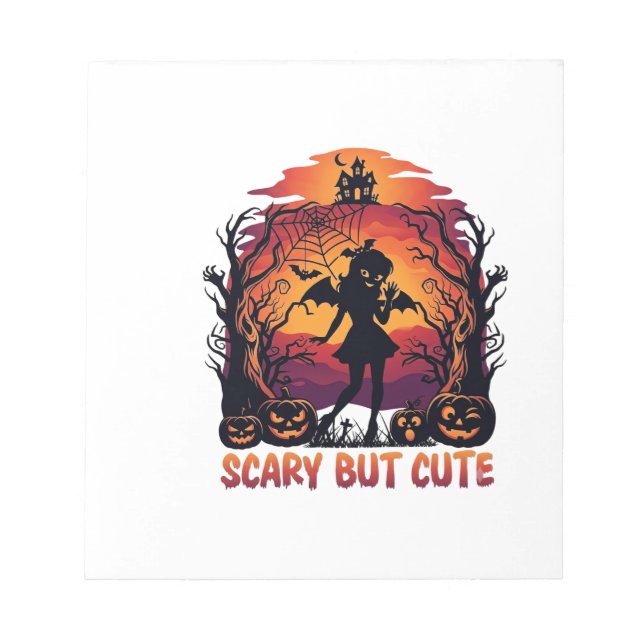 Bloc-note Chauve-souris fille citrouilles Halloween mignonne (Devant)