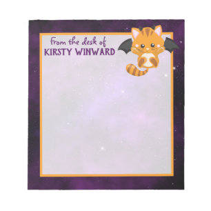 Bloc-note Chauve-souris orange mignonne chat d'Halloween