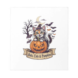 Bloc-note Chauves-souris Chats Citrouilles Halloween Sorcièr
