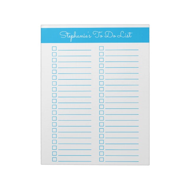 Bloc-note Check-list verticale bleu ciel 8,5x11 deux colonne (Tourné)
