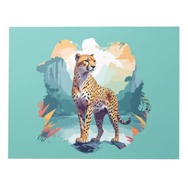 Bloc-note Cheetah Vector Art Animal Dans La Nature Majestueu (Devant)