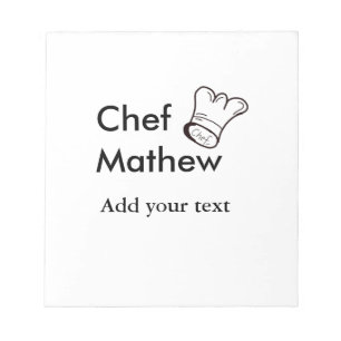 Bloc-note Chef cuisinier ajouter nom texte hommes cuisine bo