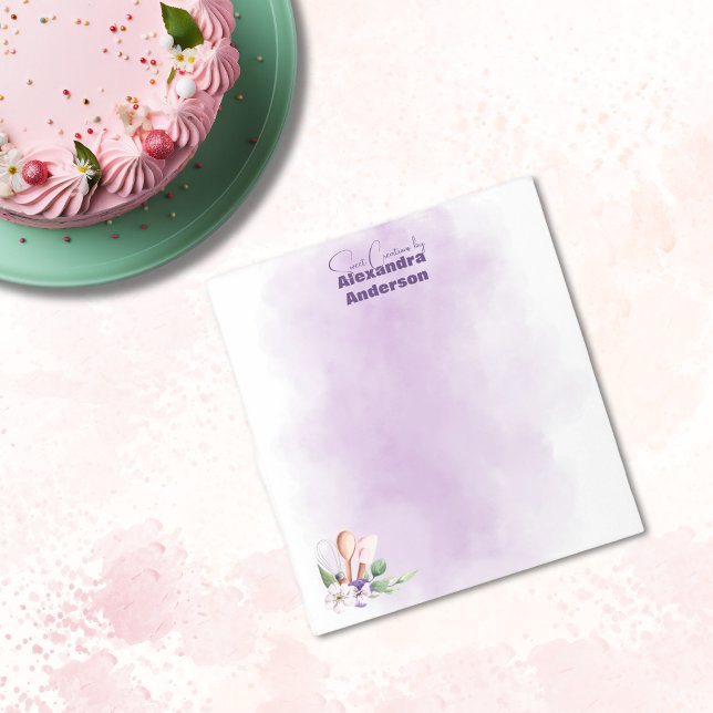 Bloc-note Chef pâtissier Ustensiles de cuisine Aquarelle vio (Pastry Chef Baking Utensils Purple Watercolor Notepad)