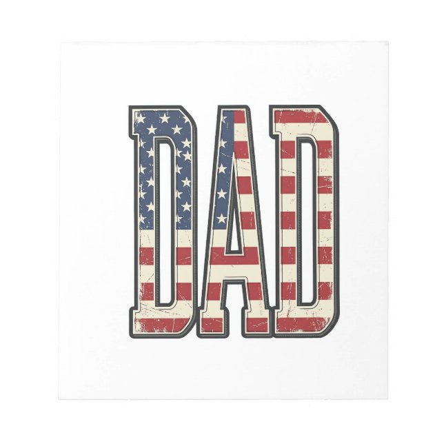 Bloc-note Chemise à lettrage de drapeau de papa patriotique  (Devant)