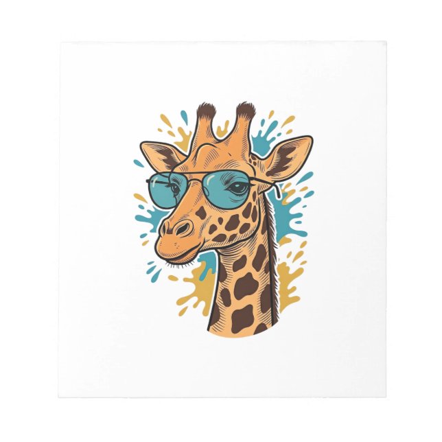 Bloc-note Chemise à lunettes de soleil de girafe gravée vint (Devant)