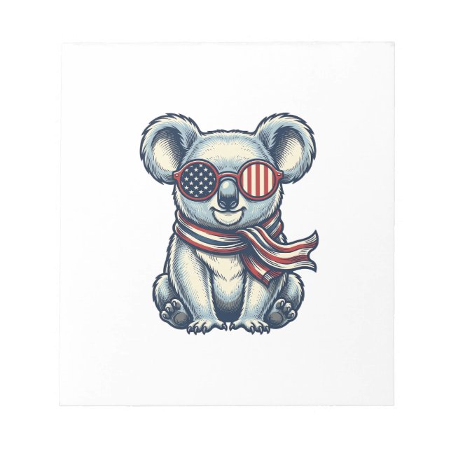 Bloc-note Chemise à motif de koala patriotique gravure vinta (Devant)