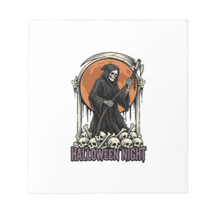 Bloc-note Chemise blanche gravure vintage Halloween Faucheur
